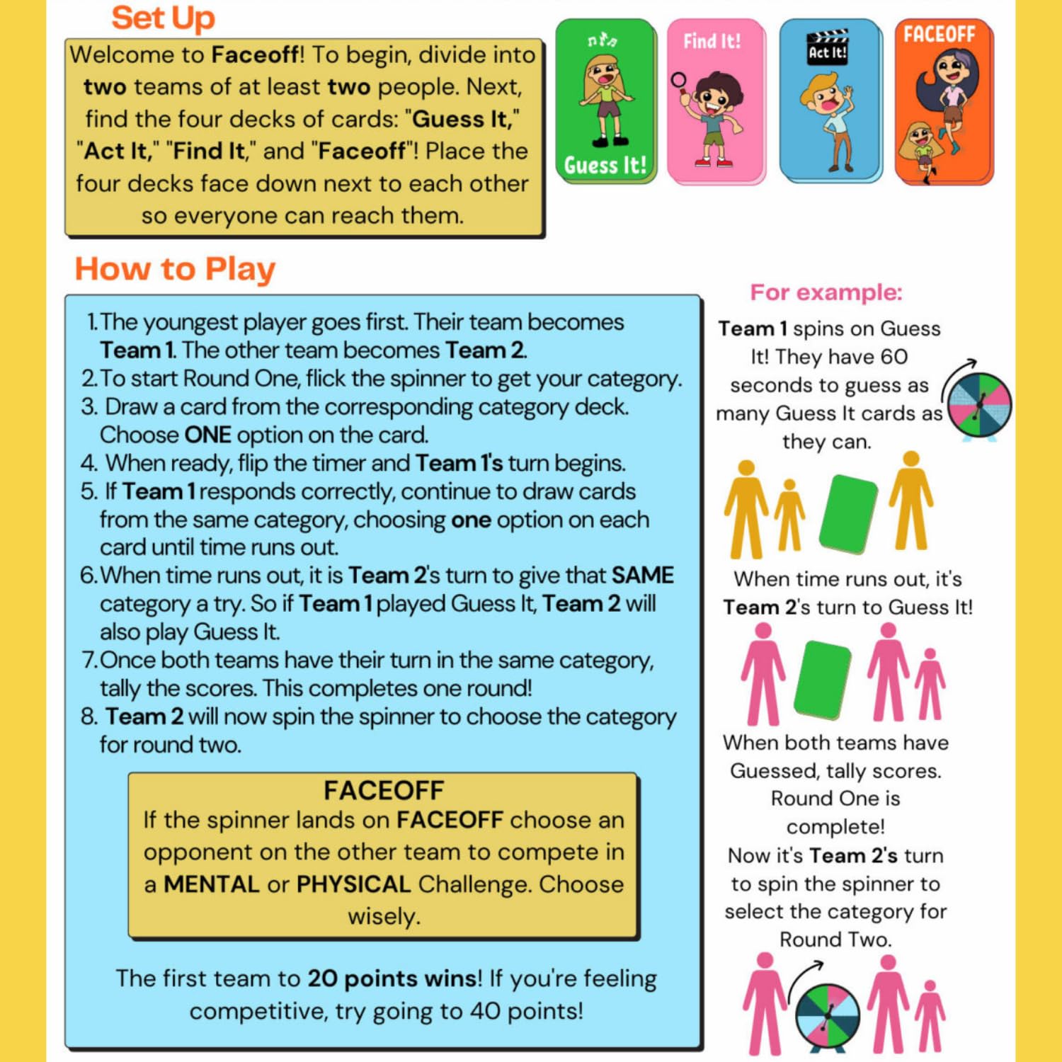 Skyler Imagination Faceoff card stack aids quick setup and variety.