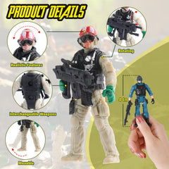 Skylety army men posing with joints enable flexible battle scenes.