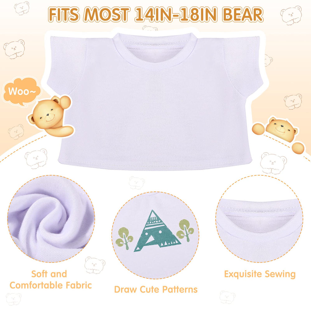 Skylety white bear tee on a plush bear; everyday wear idea.