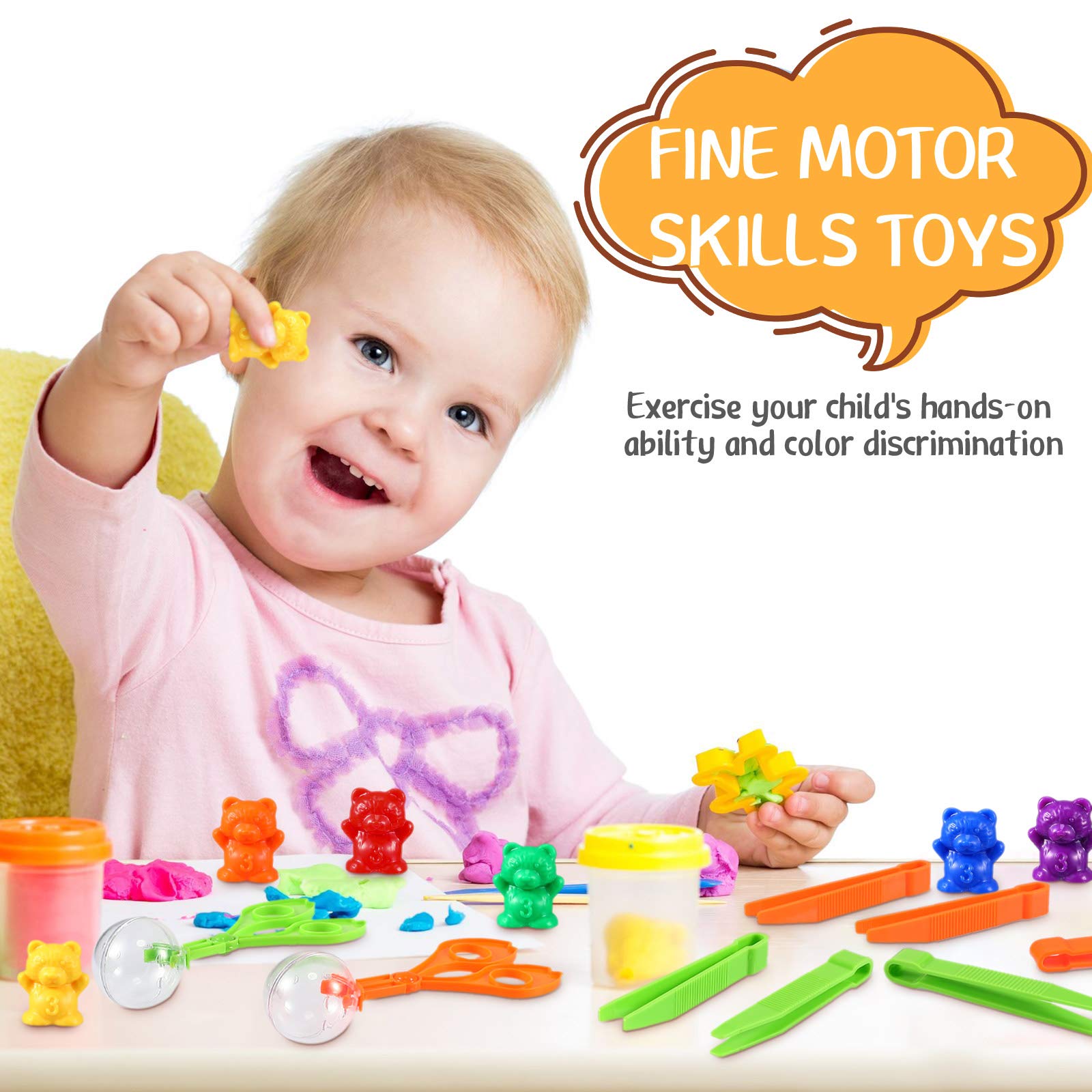 Skylety bear sorting activity supports hands-on sensory learning and color recognition.