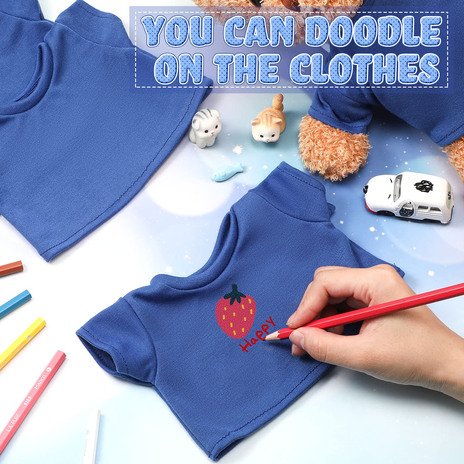 Skylety blue bear tee on a doll, ideal for themed shoots and gifts.