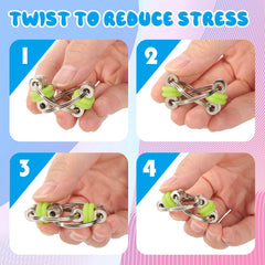 Skylety red bike chain flippy toy provides tactile stimulation during meetings.