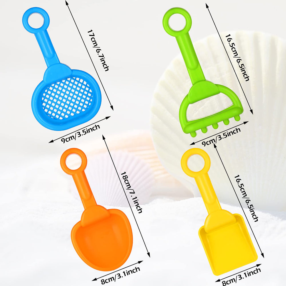 Skylety colorful plastic shovels ideal for beach and poolside fun.
