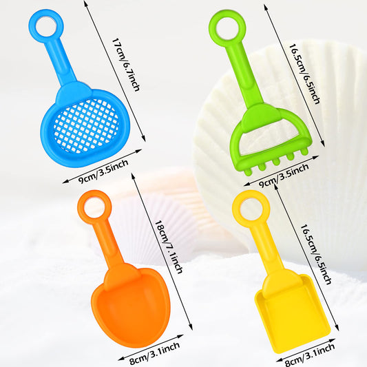 Skylety colorful plastic shovels ideal for beach and poolside fun.