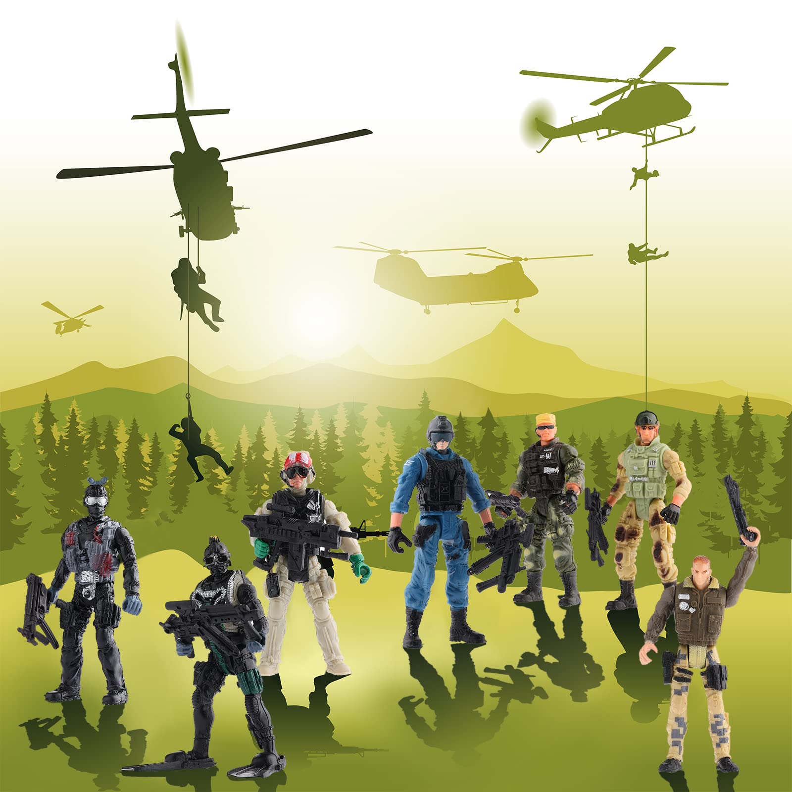 Skylety compact 10 cm army figures ideal for quick play and travel.