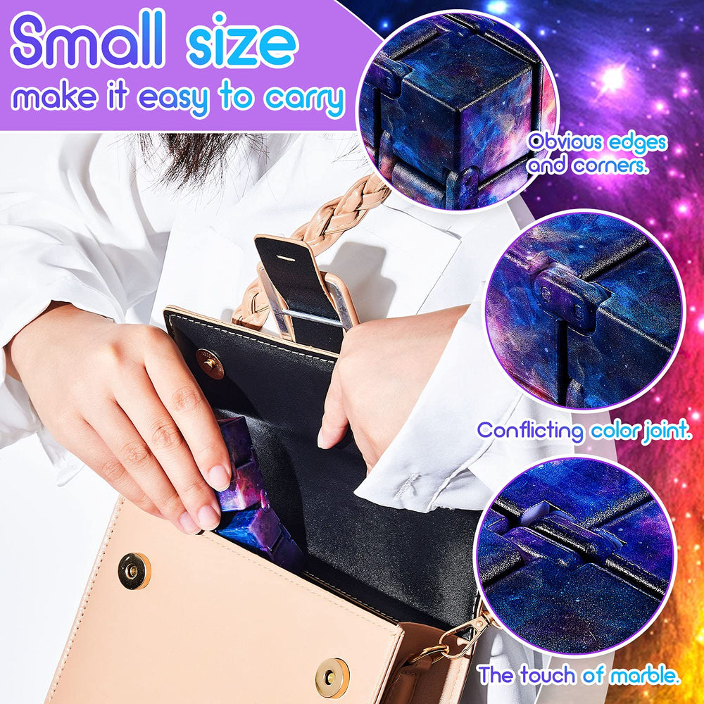 Skylety Galaxy pink cube helps keep hands busy and attention on tasks