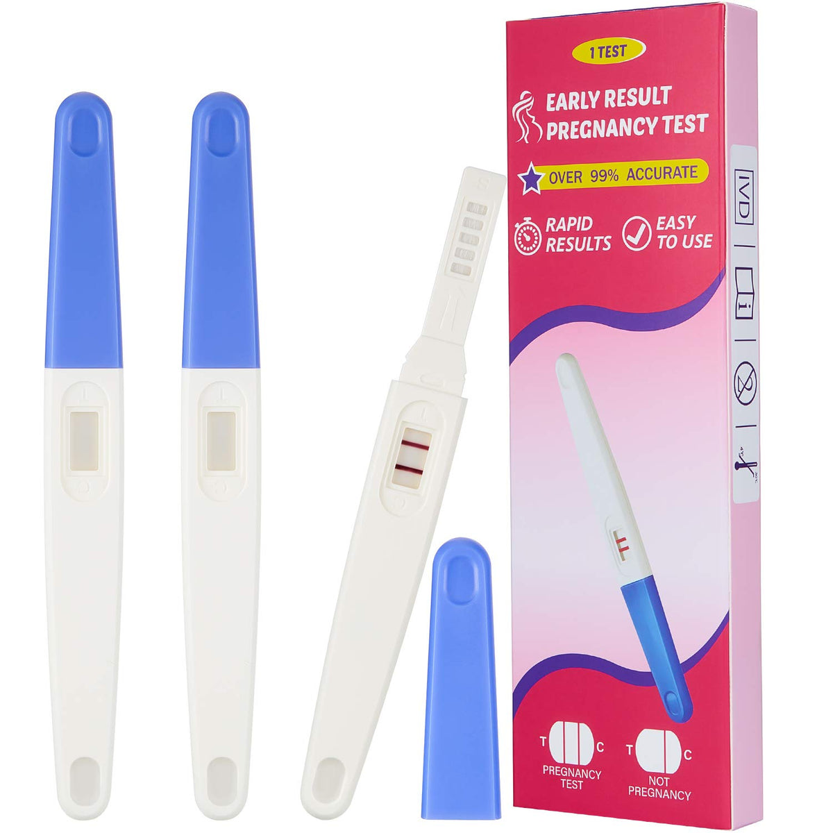 Skylety fake pregnancy test packaging blue, authentic look enhances prank believability at gatherings.