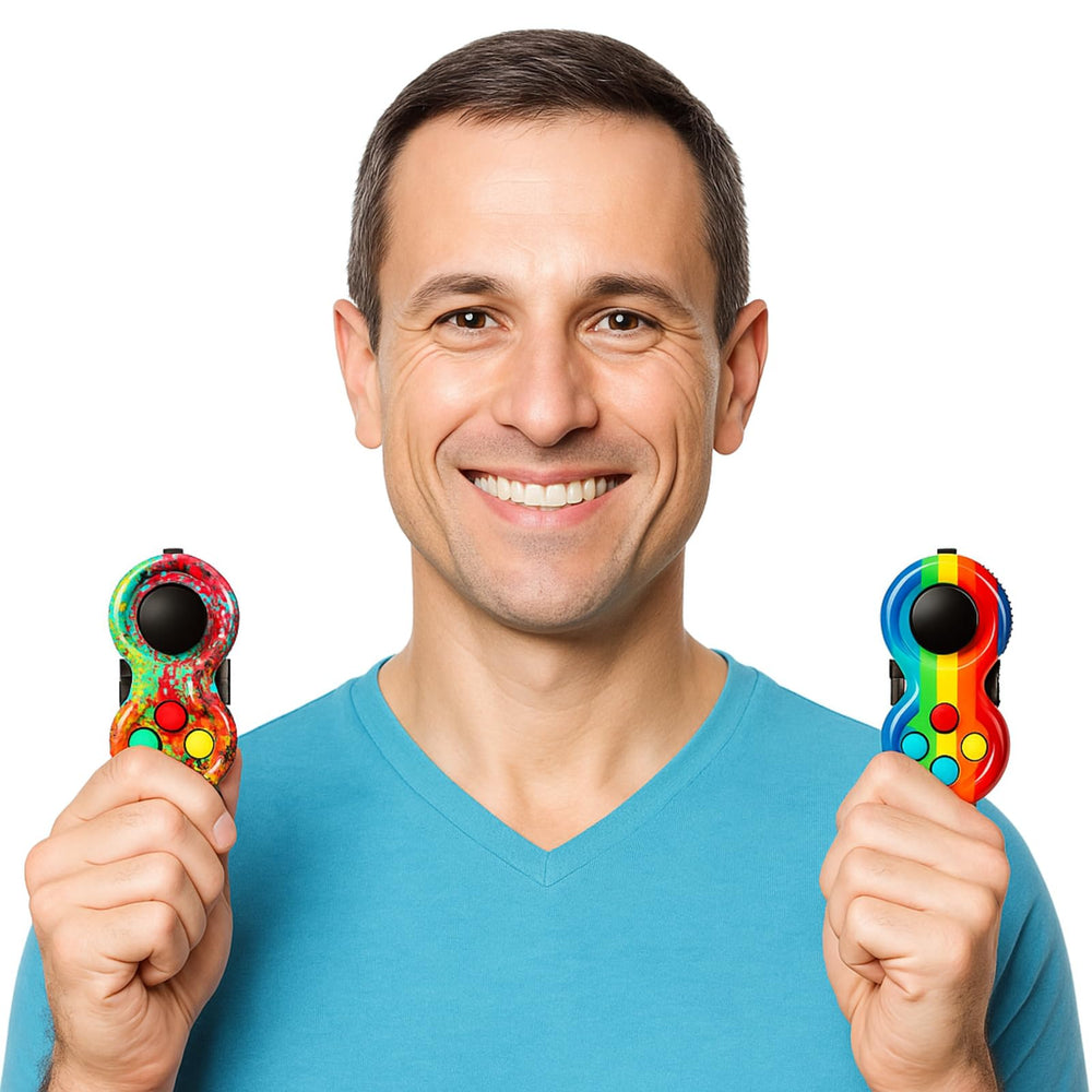Skylety Gift-ready fidget toy set in rainbow and stripe styles.