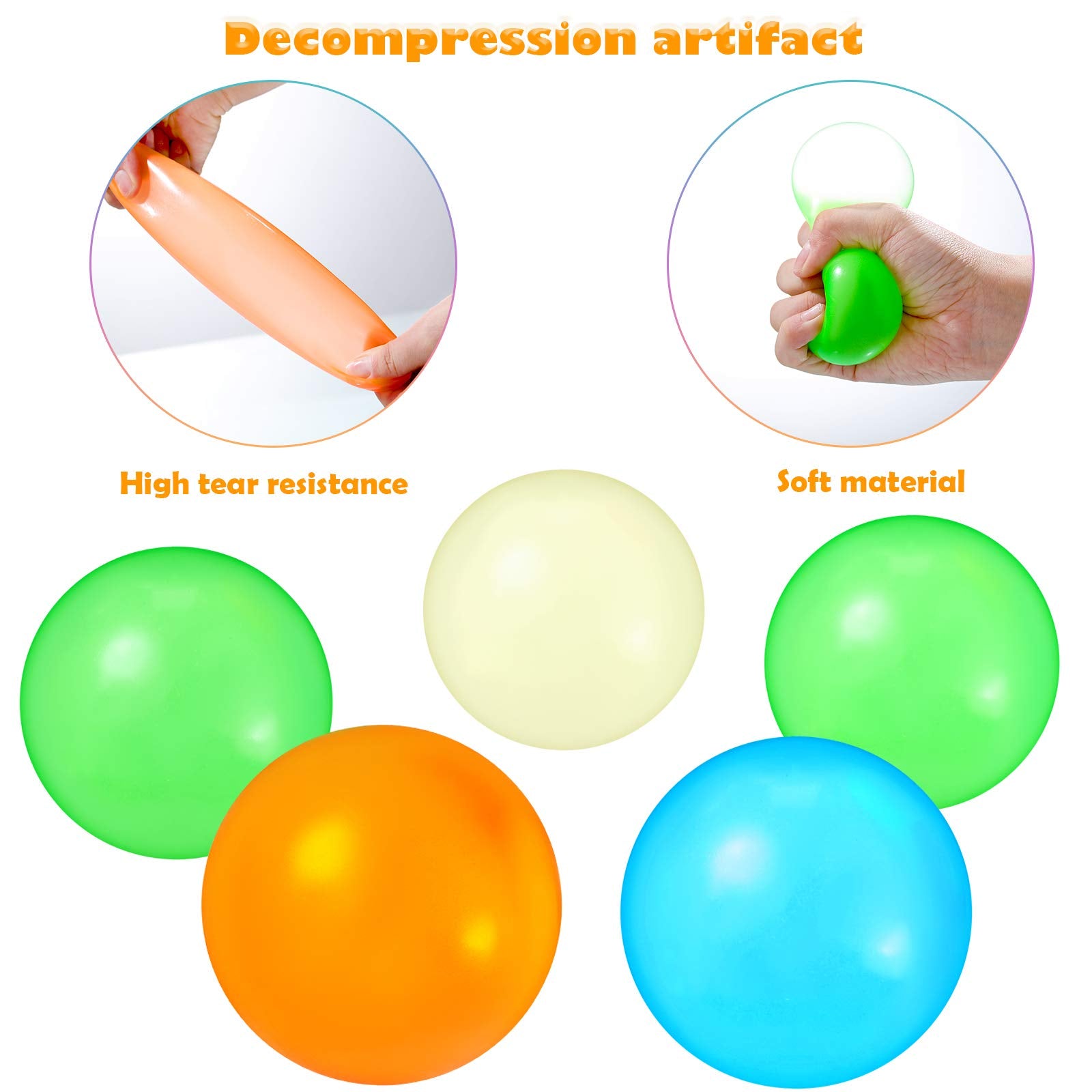 Skylety glow sticky ball on ceiling displaying glow-in-the-dark effect