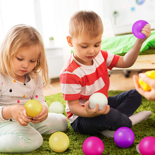 Skylety glow sticky balls in pink, yellow, purple, white brighten spaces and set mood.