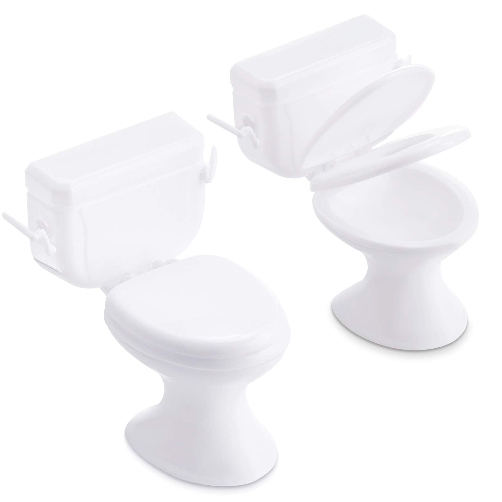 Skylety mini toilet seat white, front view adds realistic dollhouse detail.