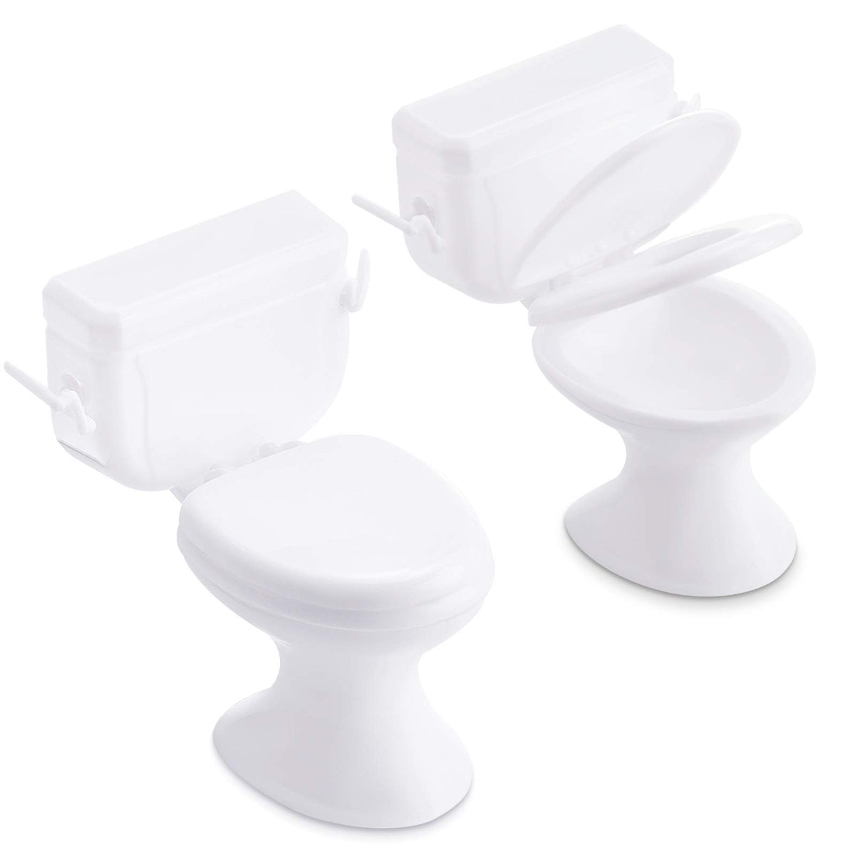 Skylety mini toilet seat white, front view adds realistic dollhouse detail.