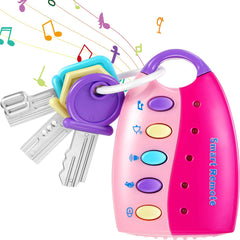 Skylety pink musical remote key toy front view with bright lights for interactive play.
