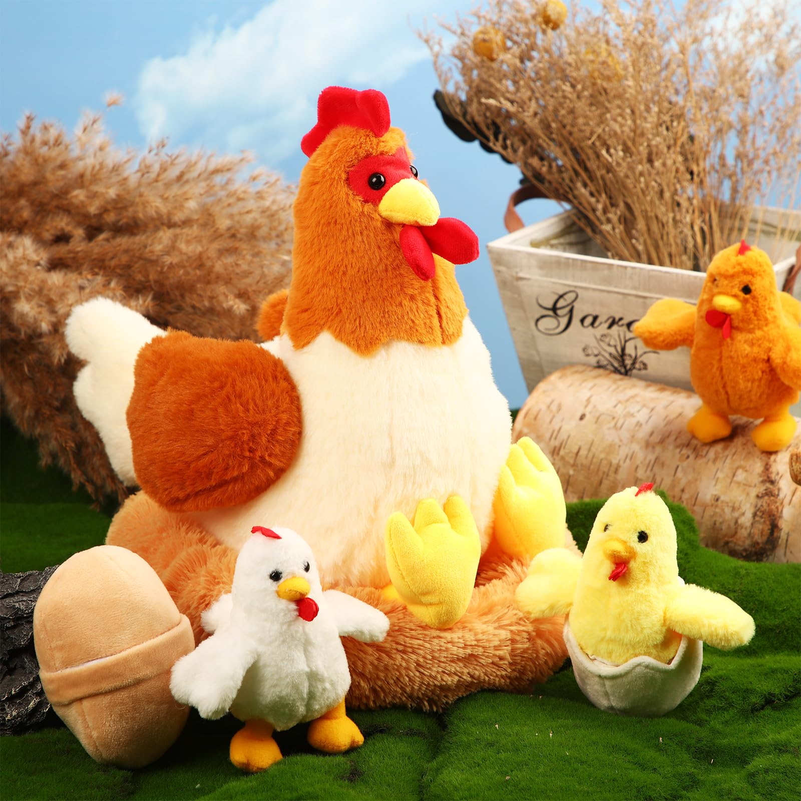 Skylety plush egg serves as a cute nesting prop.