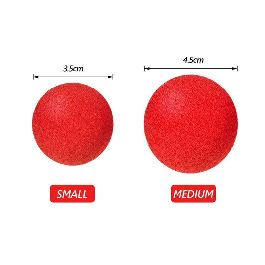 Skylety red sponge balls 1.8 inch close-up with plush surface ideal for smoothing grip