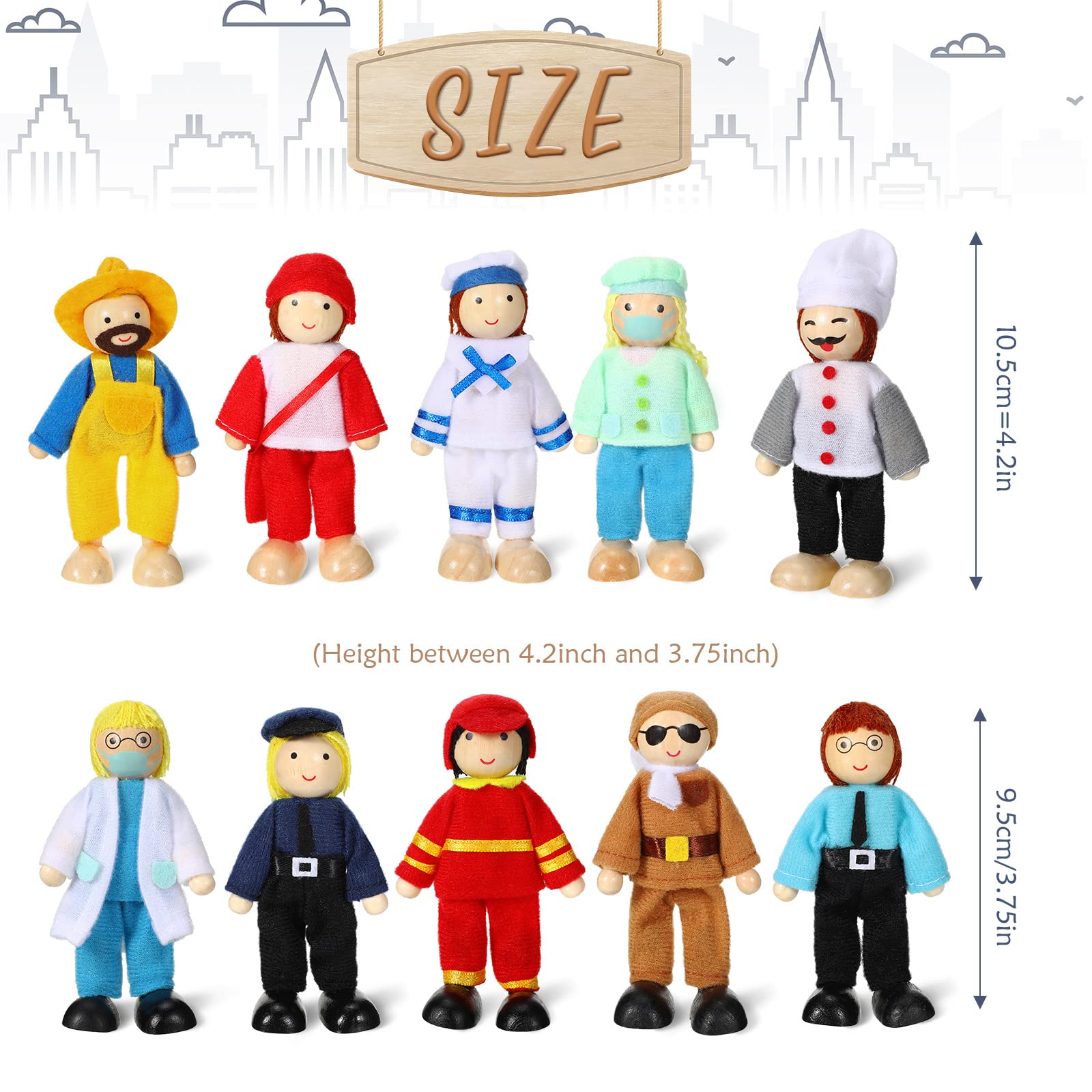 Skylety wooden dollhouse cook figure for kitchen storytelling and pretend meals