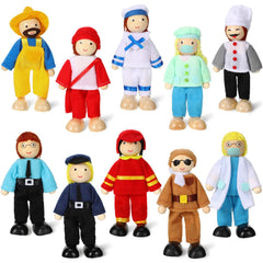 Skylety wooden dollhouse nurse figure for imaginative play and nurturing scenarios