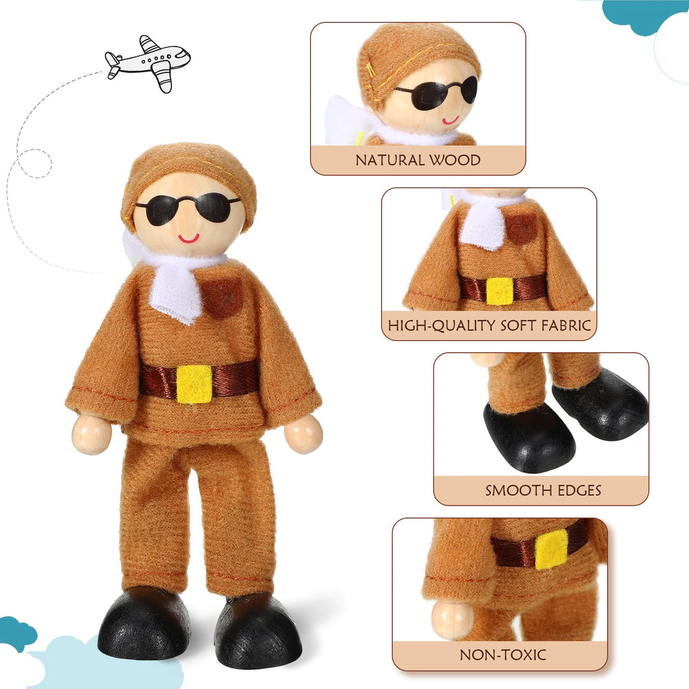 Skylety wooden dollhouse worker figure for daily routines and role play
