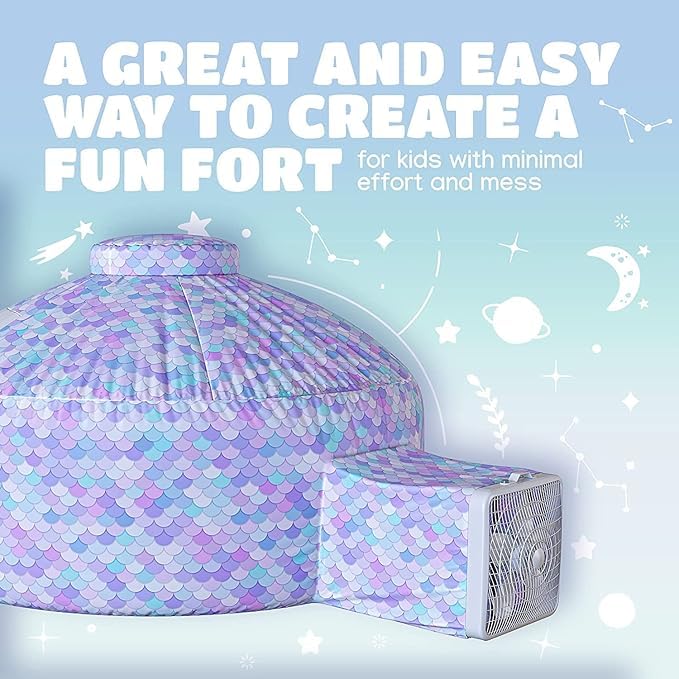 Skywin air tent features breathable fabric for cool, comfortable pretend play.
