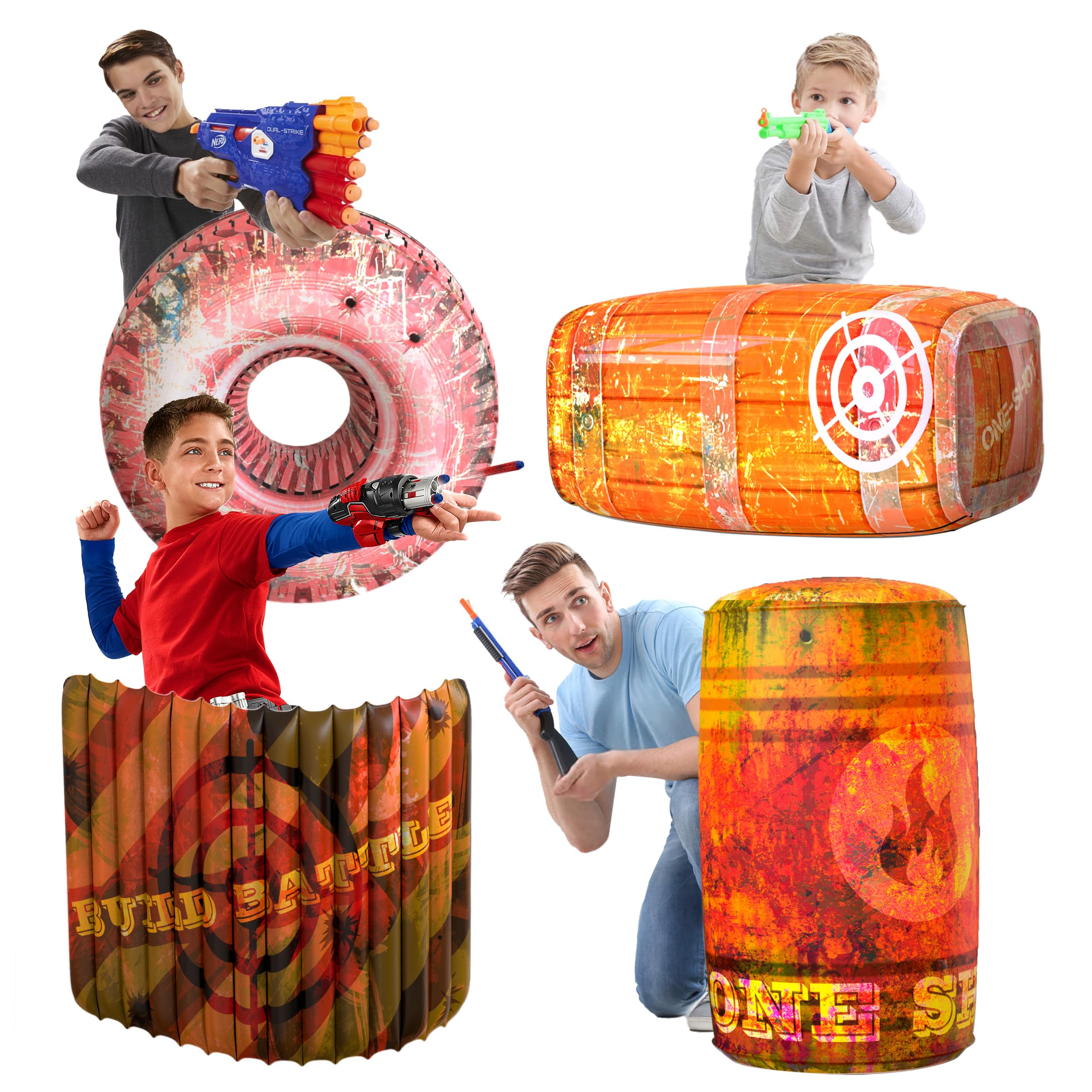 Skywin inflatable battle bunkers front-view setup for durable play and strategic cover