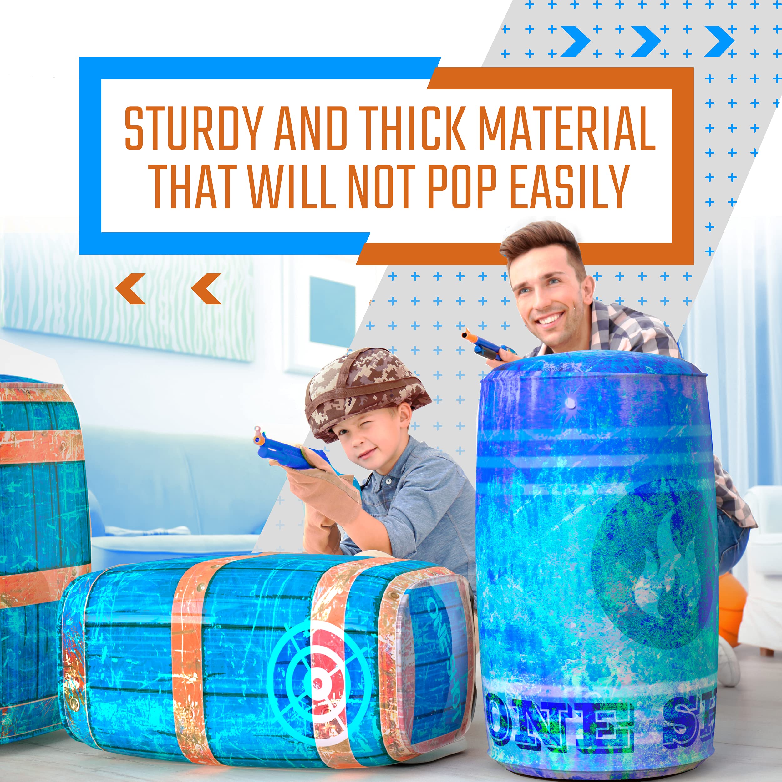 Skywin blue inflatable obstacles for immersive laser tag battles