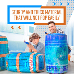 Skywin blue inflatable obstacles for immersive laser tag battles