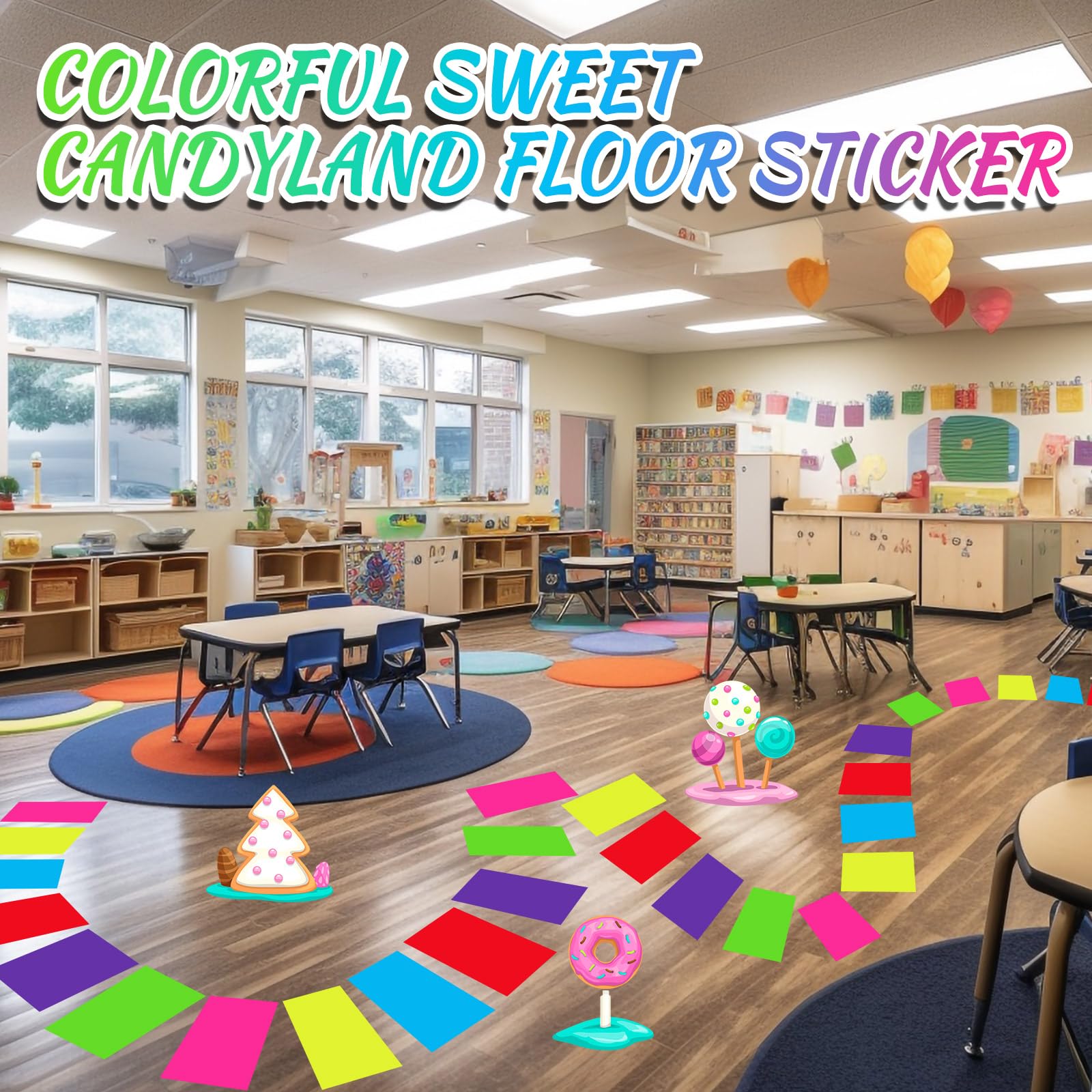 Skyygemm candy donut floor sticker versatile for parties and events