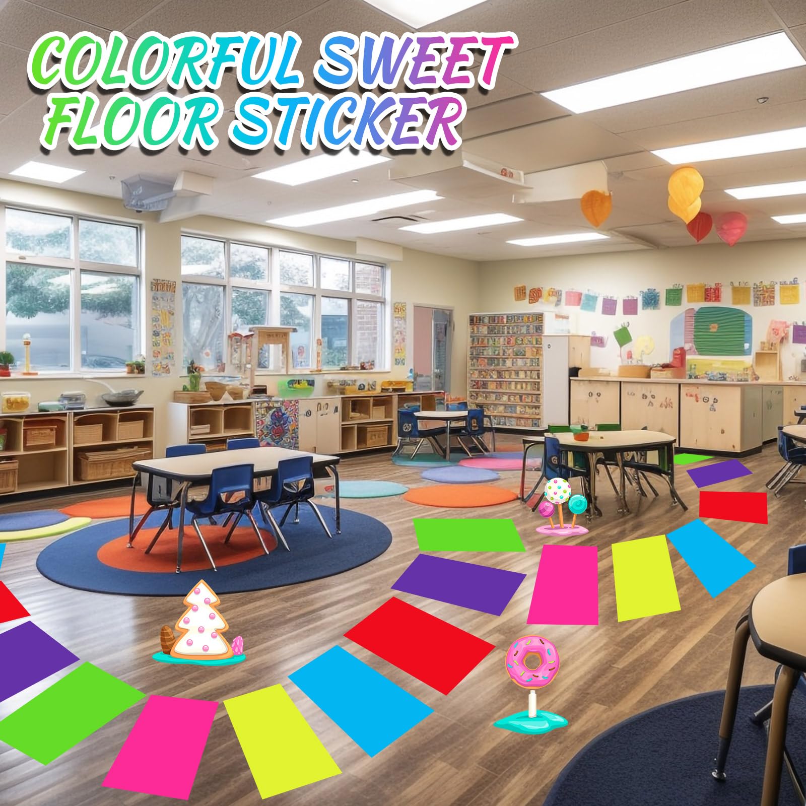Skyygemm donut themed floor graphics provide durable removable decor for seasonal celebrations.