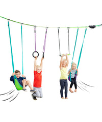 Slackers Swing Line kit packaging shows durable outdoor hardware for backyard fun