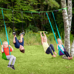 Slackers Swing Line yard setup illustrating family-friendly backyard entertainment