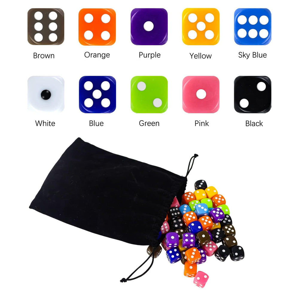 SLAKOZYT 10-color dice array, 16mm size, bright colors for fast rolling.