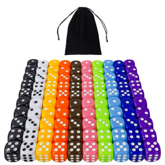 SLAKOZYT 6-sided dice set close-up with a 10-color mix, ideal for DND and board games.