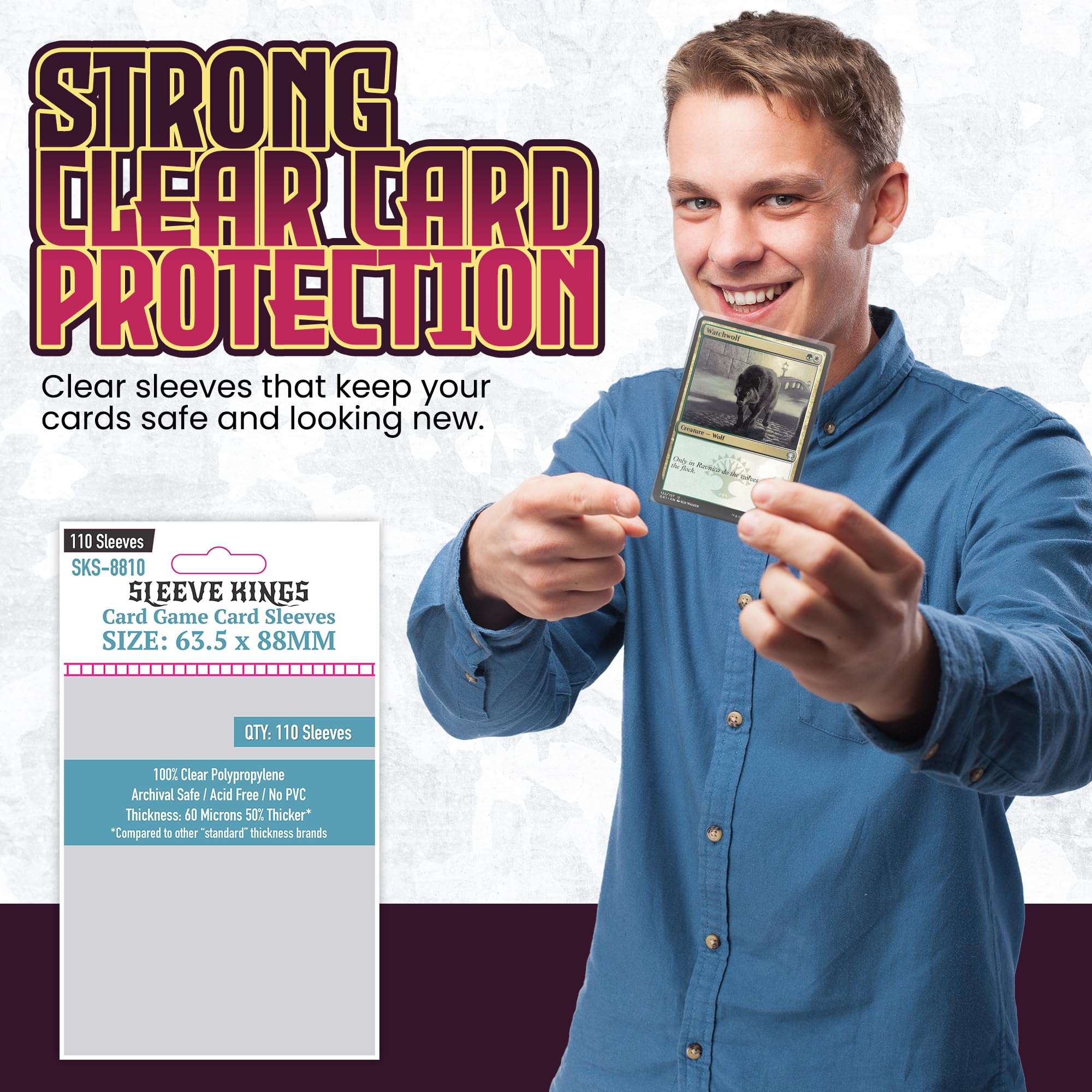 Sleeve Kings clear sleeves in a 110ct pack for organized storage.