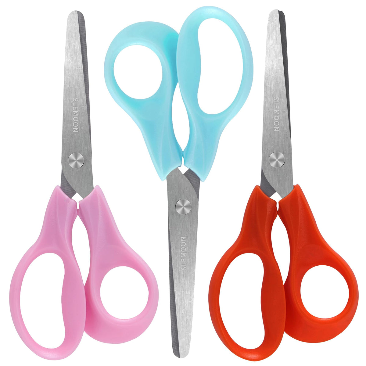 SLEMOON 5-inch round-tip blue kids scissors for safe classroom crafts