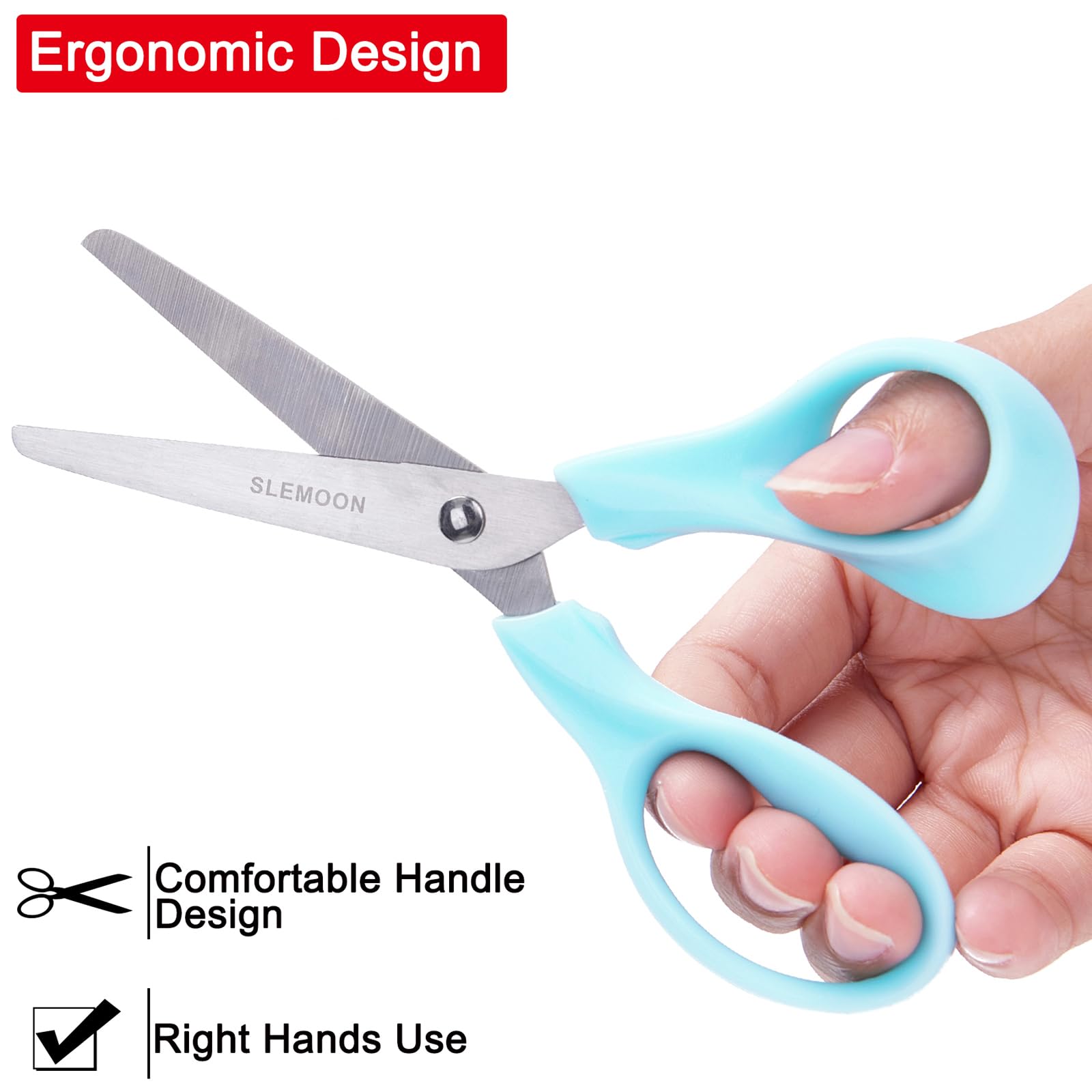 SLEMOON blue safety-grip kids scissors offer comfortable handling for young artists