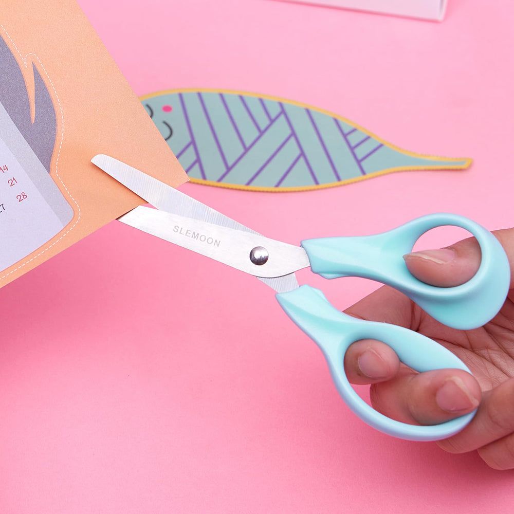 SLEMOON classroom-use blue kids scissors are ready for school projects