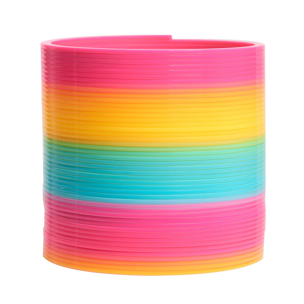 Slinky giant plastic spring showcases 5-inch diameter for big, satisfying stretch.