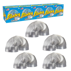 Just Play Slinky Jr. original walking spring toy five-pack for hands-on play.