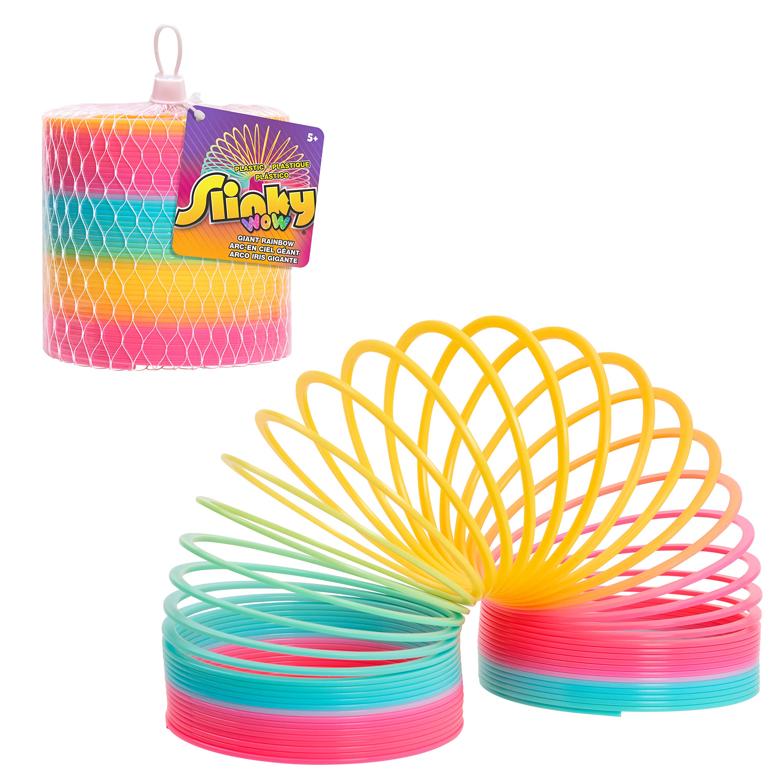 Slinky Original walking toy showing downstairs motion for playful entertainment.
