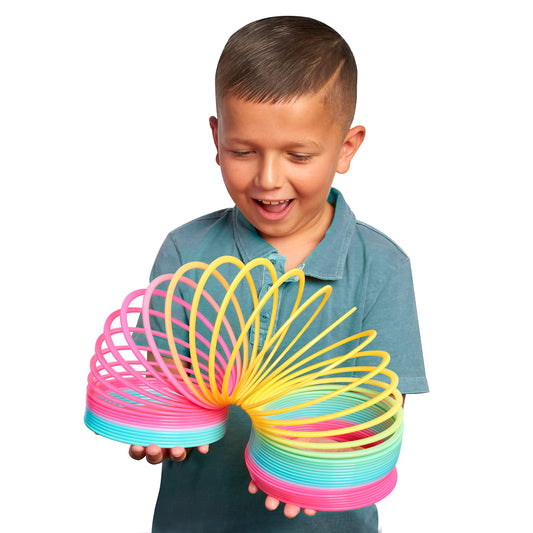 Slinky rainbow colors showcase vibrant design ideal for visual play and imagination.