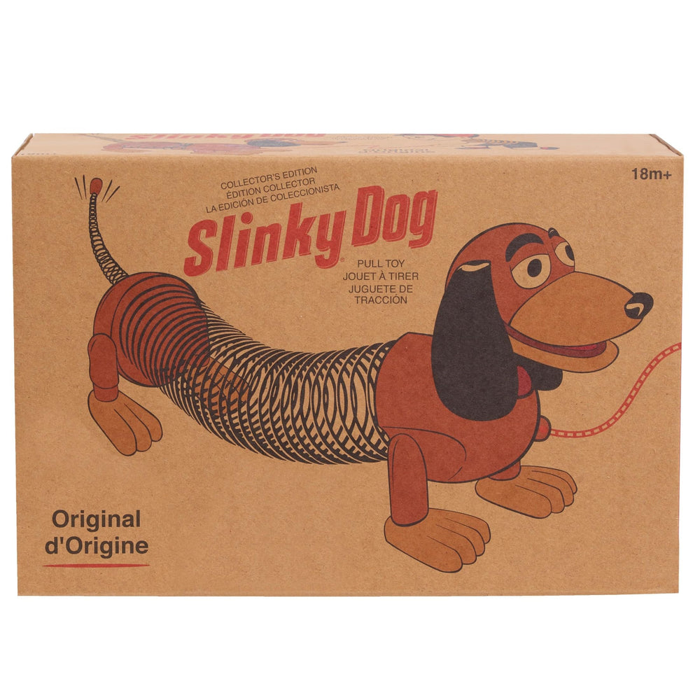 Slinky Retro Dog pulled by its leash for engaging motion.