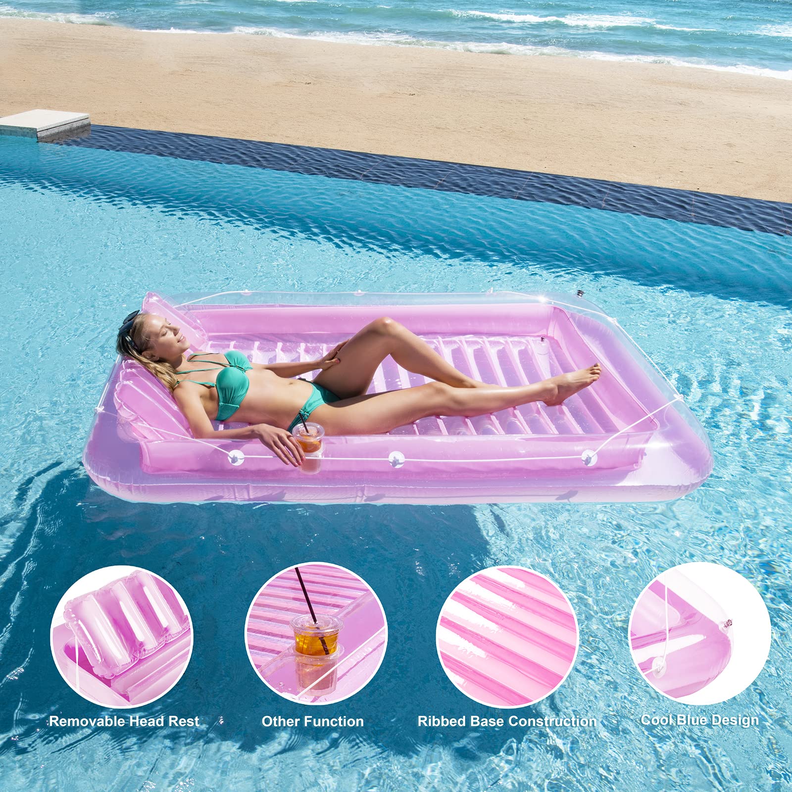 SLLAK inflatable pool float enhances family water fun outdoors.