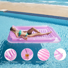 SLLAK inflatable pool float enhances family water fun outdoors.