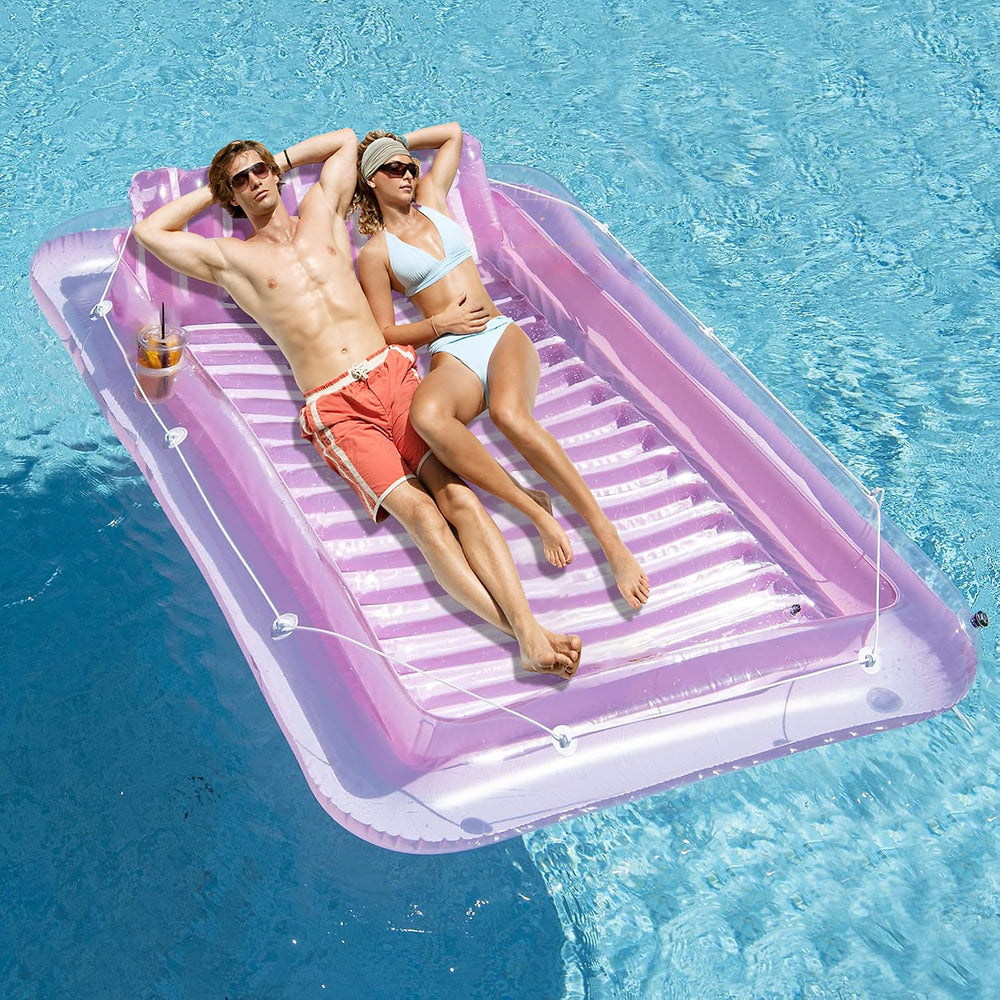 SLLAK inflatable pool float 85x57 inches for two-person lounging.