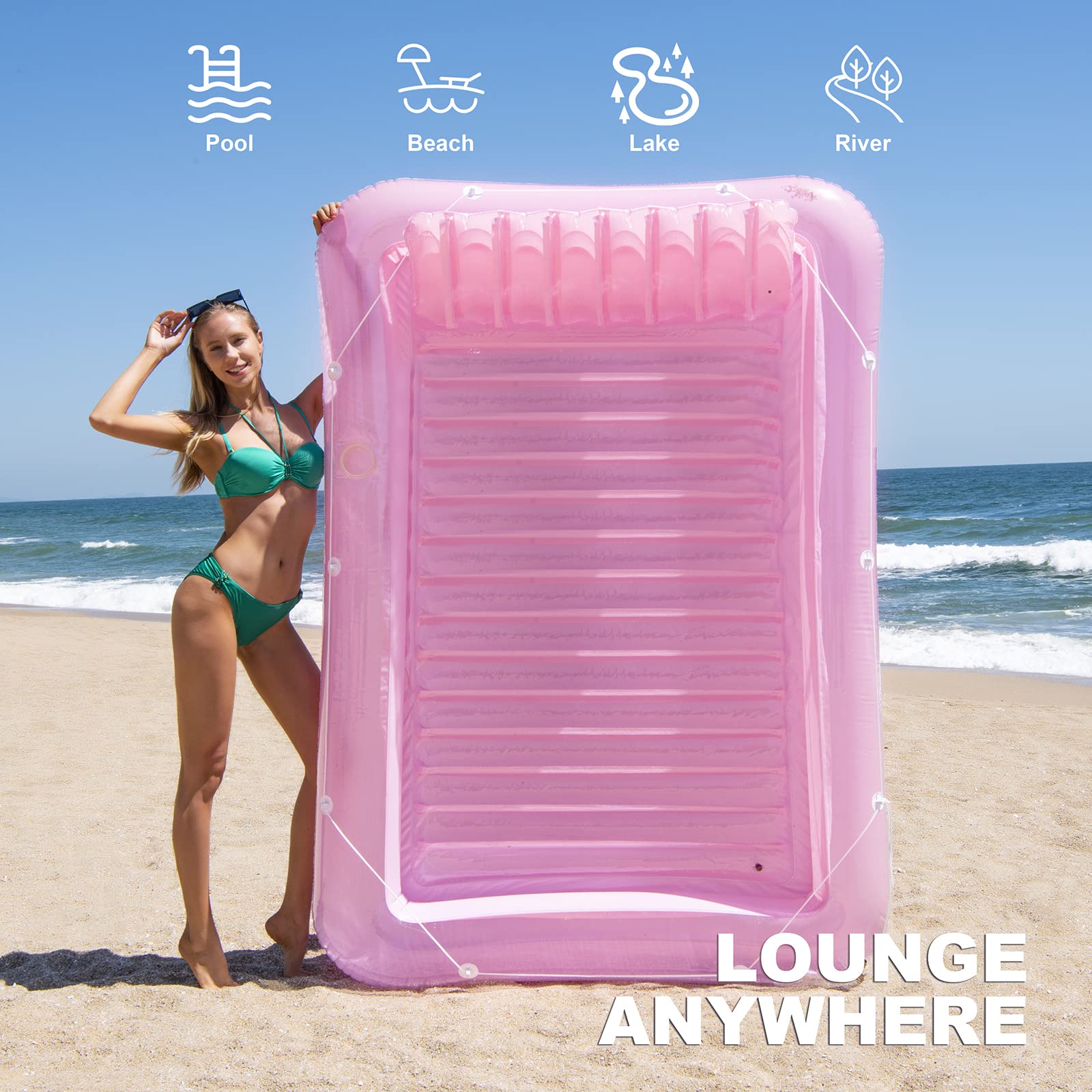 SLLAK pink lounge float ideal for backyard relaxation.