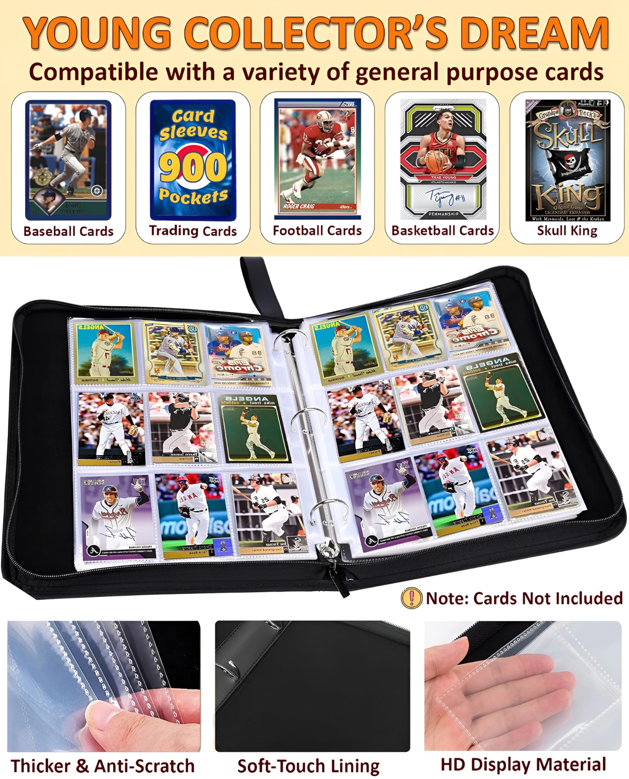Slonser blue binder showing 50 sleeves for immediate card protection