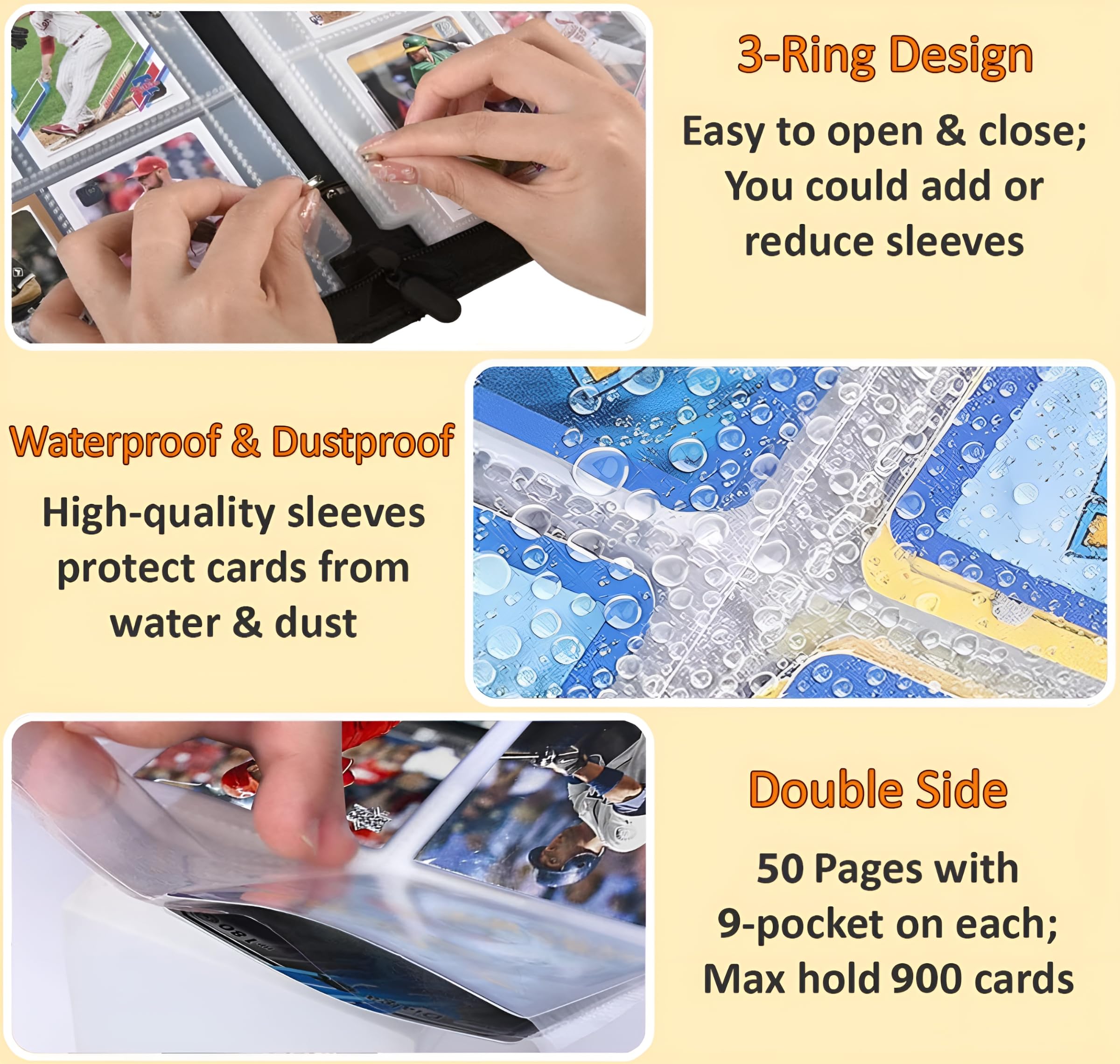 Slonser zippered 3-ring binder secures cards during transport