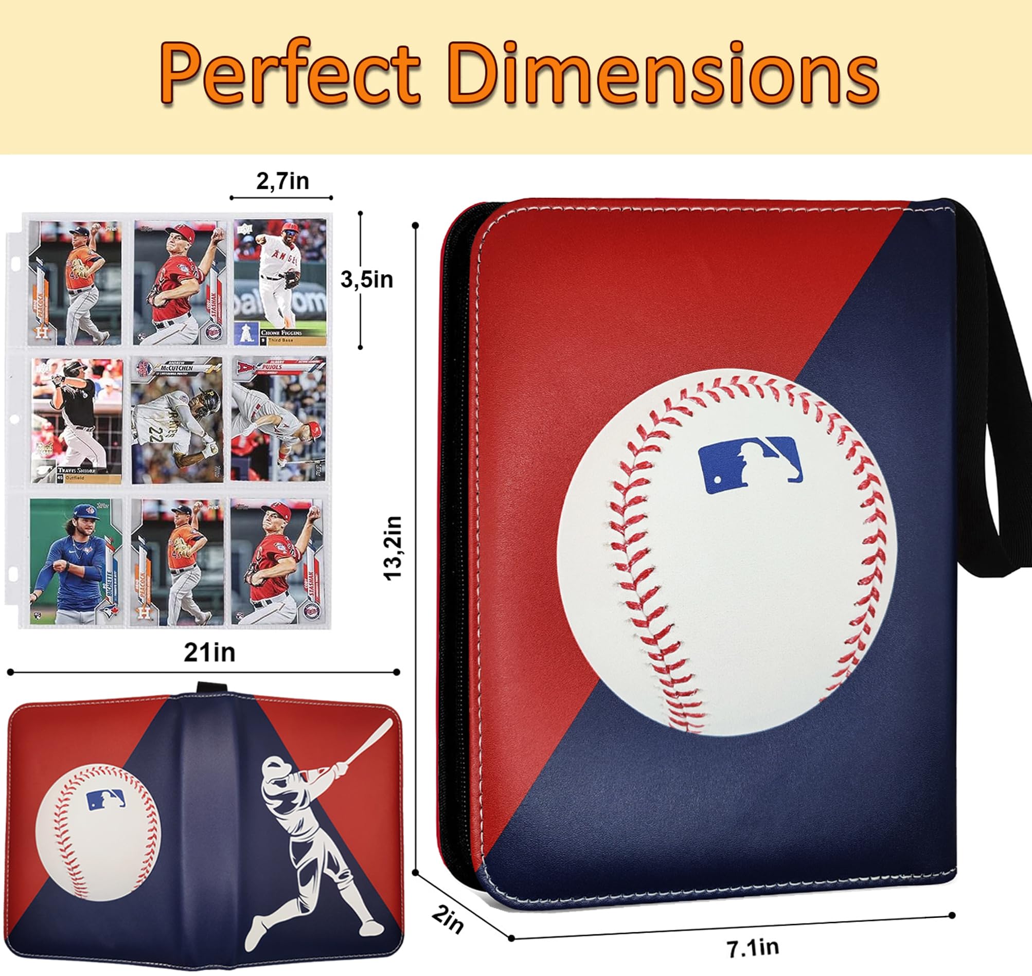 Slonser baseball-card-binder-900-pockets open-spine view for easy access to cards