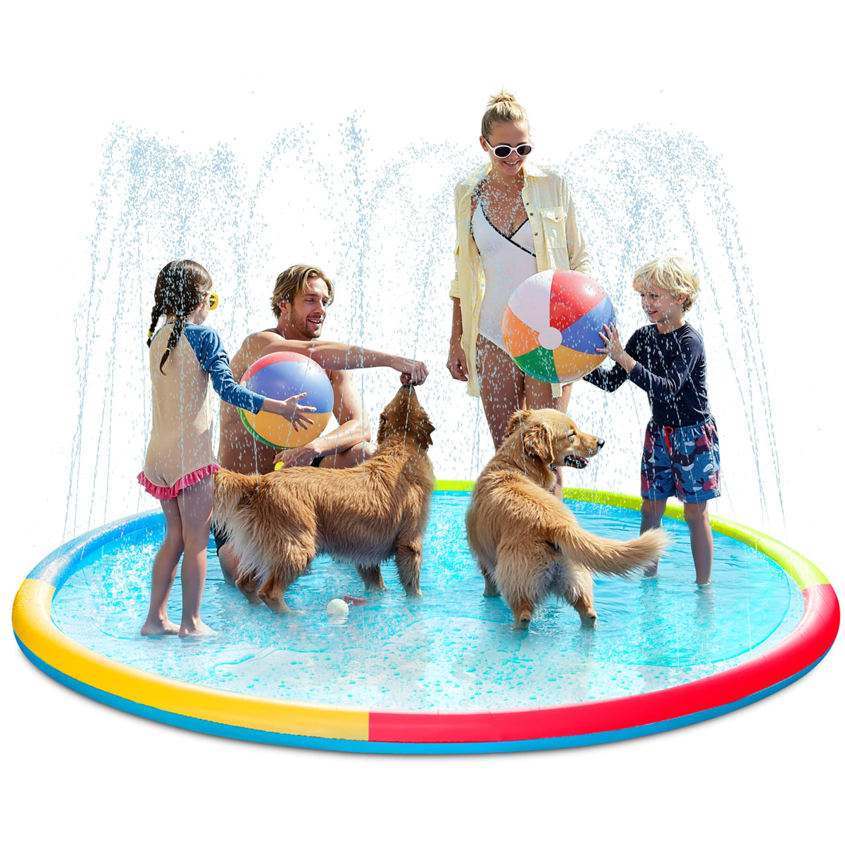 Sloosh 120-inch splash pad full outdoor setup for family play