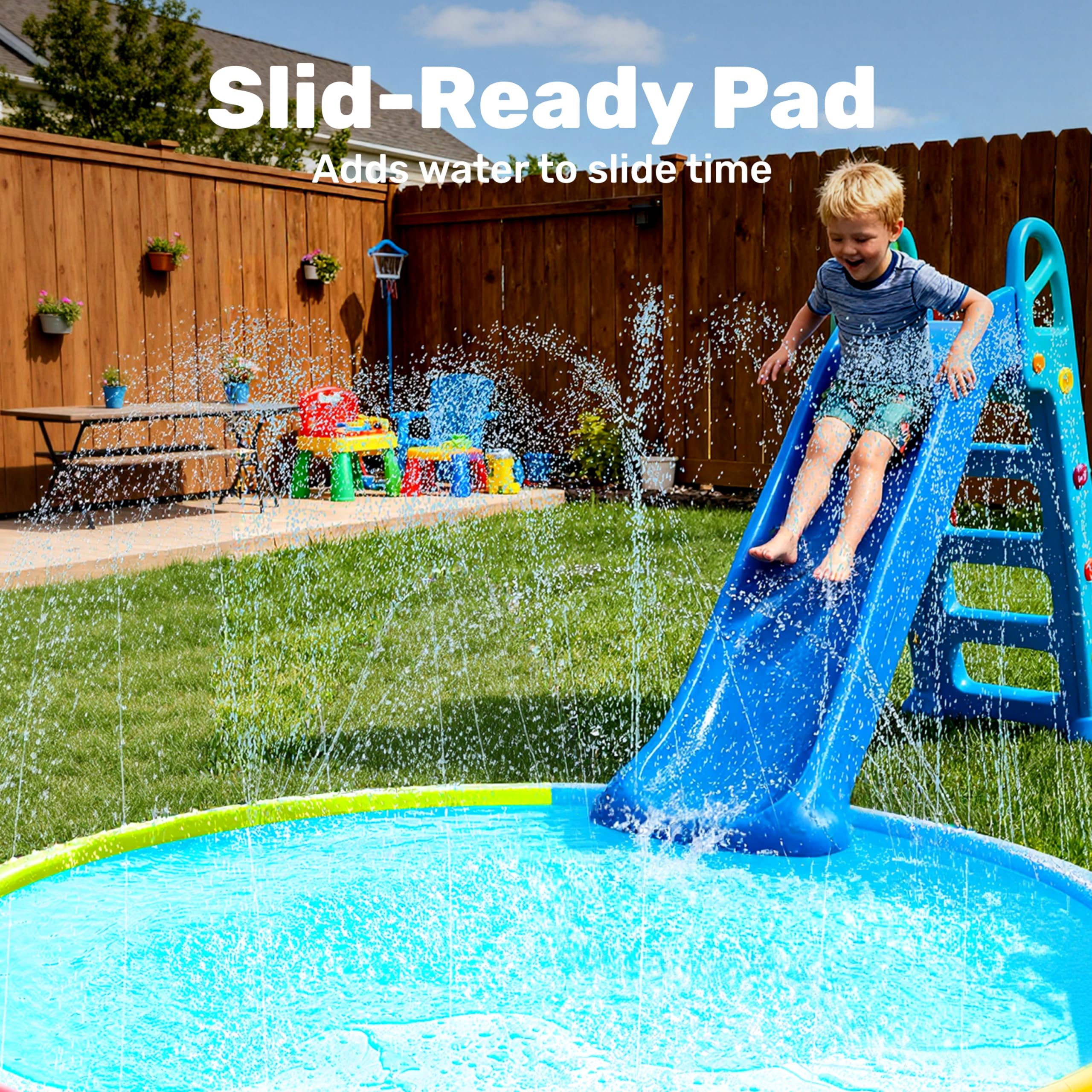 Non-slip surface on the Sloosh 120-inch splash pad for safer play